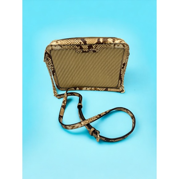 NWT - Michael Kors “MK” Straw Python Capsule - JS LG EW Cross Body Xbody - Picture 1 of 6